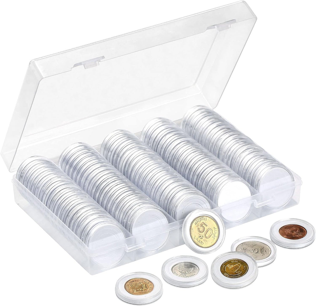 SPLF clear 30 mm coin capsules, 100 pack, White
