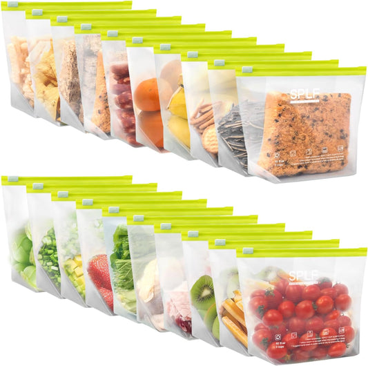SPLF Reusable PE Slider Freezer Bags - 20 Quart Bags (20-Pack)