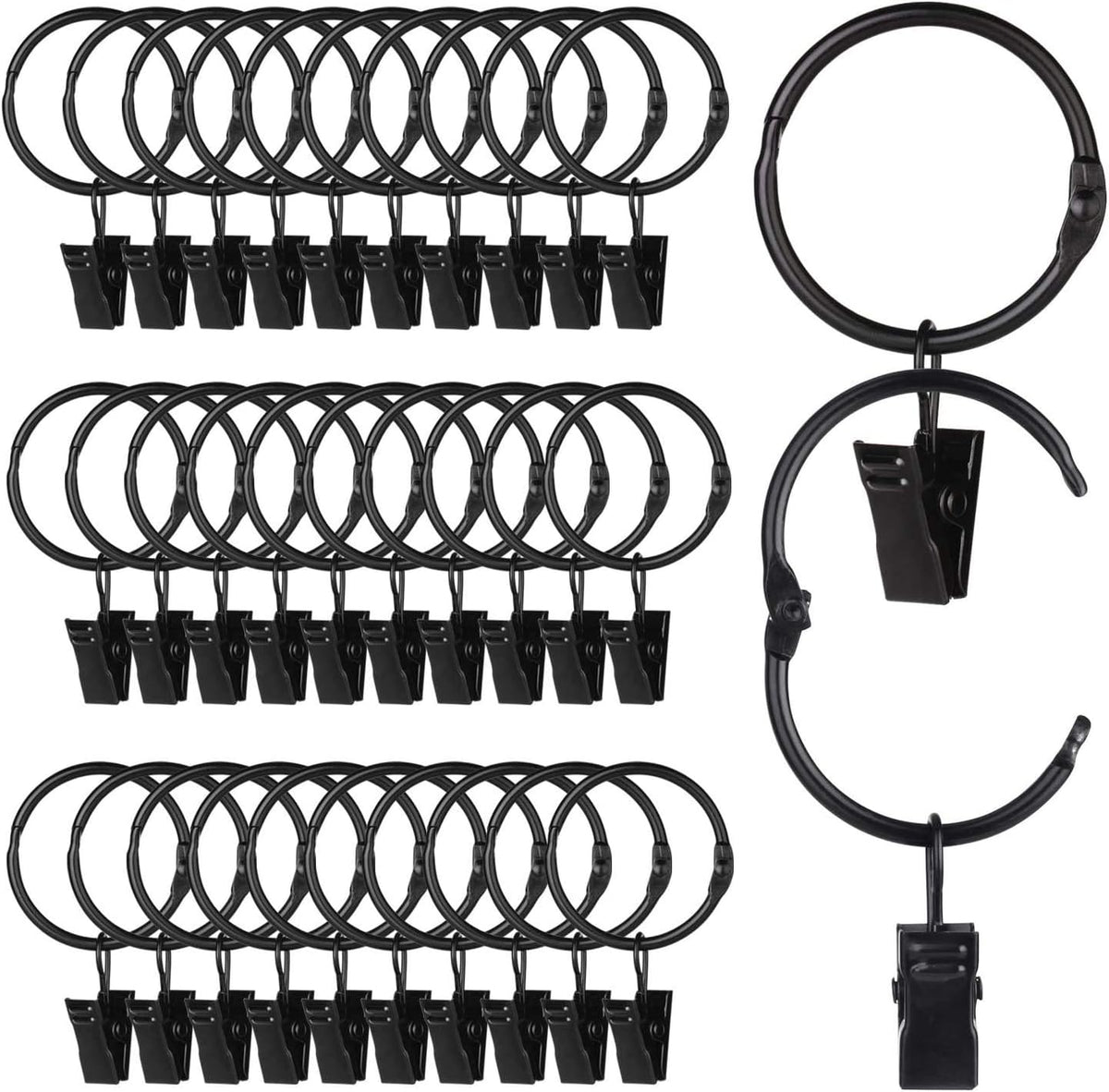SPLF 36 pack metal curtain rings with clips - detail image 8
