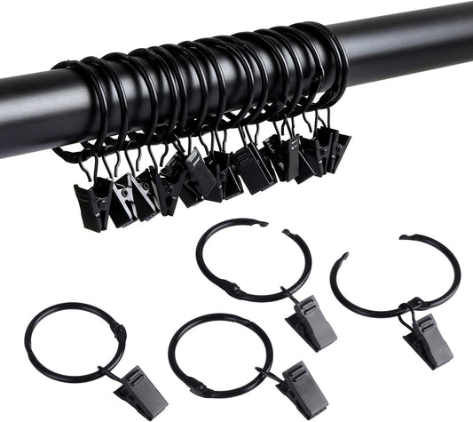 SPLF 36 pack openable metal curtain rings with clips